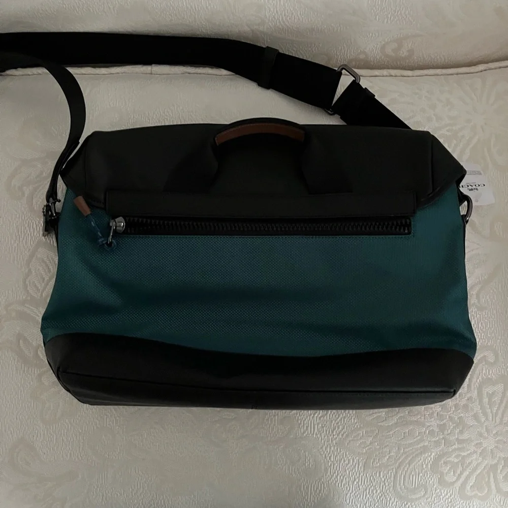Coach black and purple messenger retro bag and sea green canvas. NWT